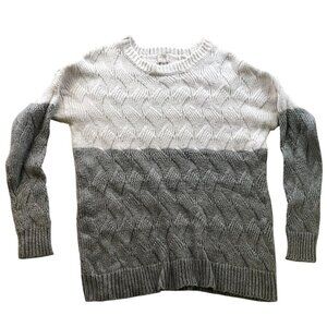 A New Day Womens Sweater Medium Textured Cable Knit Soft Cozy Colorblock Casual